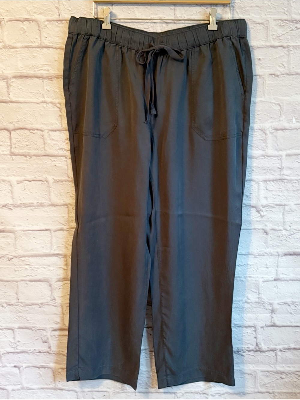 Workshop Charcoal Gray Wide Leg Tencel Drawstring Pants NWT